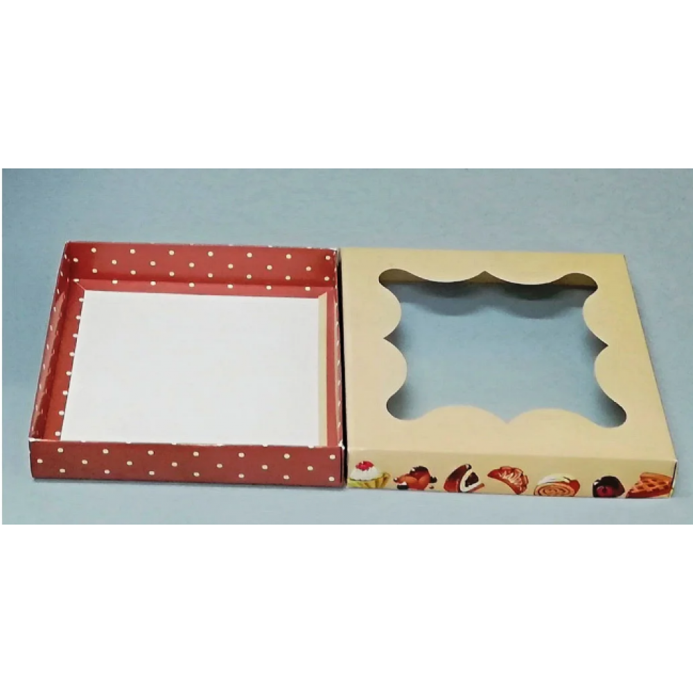 Картонна коробка для пряників з малюнком 155*155*30 К08