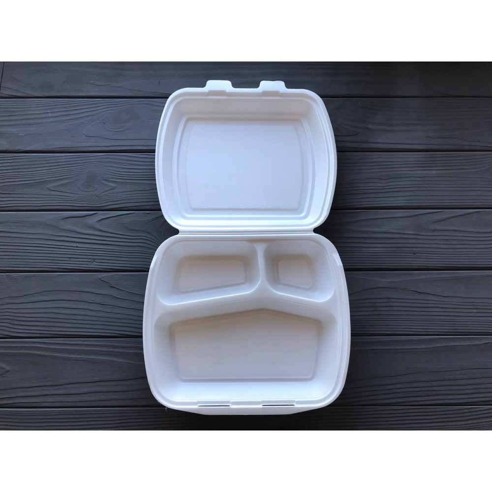 Ланч-бокс MB-3 білий (150шт) 240x210x70 мм (3 ділення)