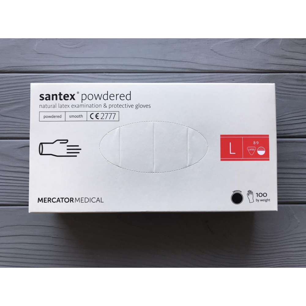 Перчатки латексные Santex Powdered L 100 шт