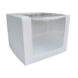 Коробка для торта 250*250*200 з віконцем біла, мілована KPT18