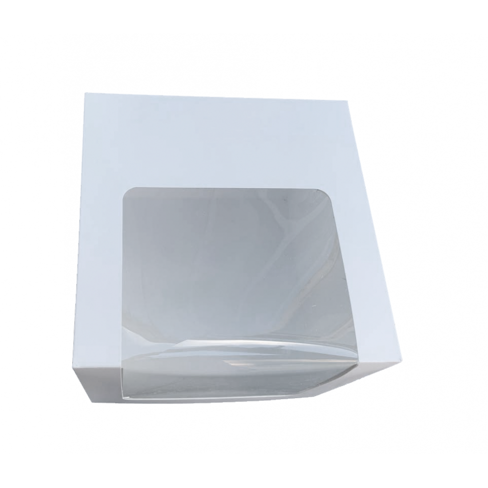 Коробка для торта 250*250*200 з віконцем біла, мілована KPT18