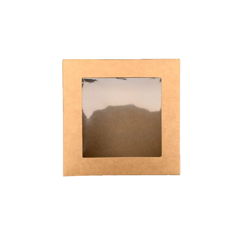 Коробка для пирожных 130х130х60 мм бурая