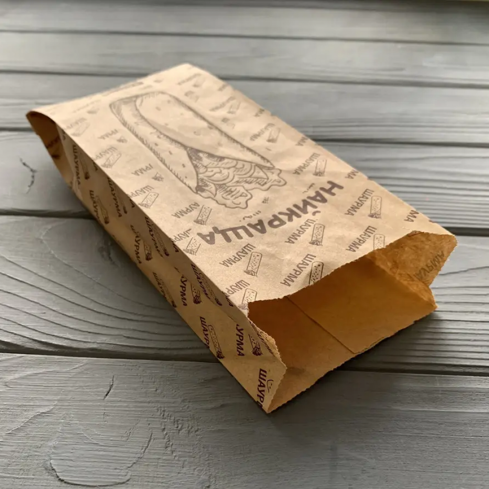 Пакет паперовий для Шаурми 220х90х50 мм 40гр/м2 (середня жиростійкість) 900Ф