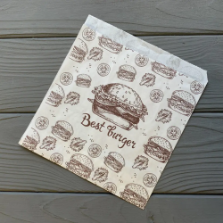 Куточок для бургера 140х140 мм. 40гр/м2 (минимальная жиростойкость) 63Ф