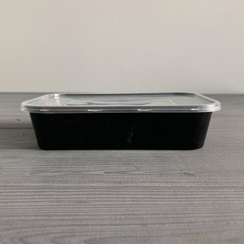 Контейнер Gloss прямоугольный с крышкой 650мл черный PP (50/250) Gloss650