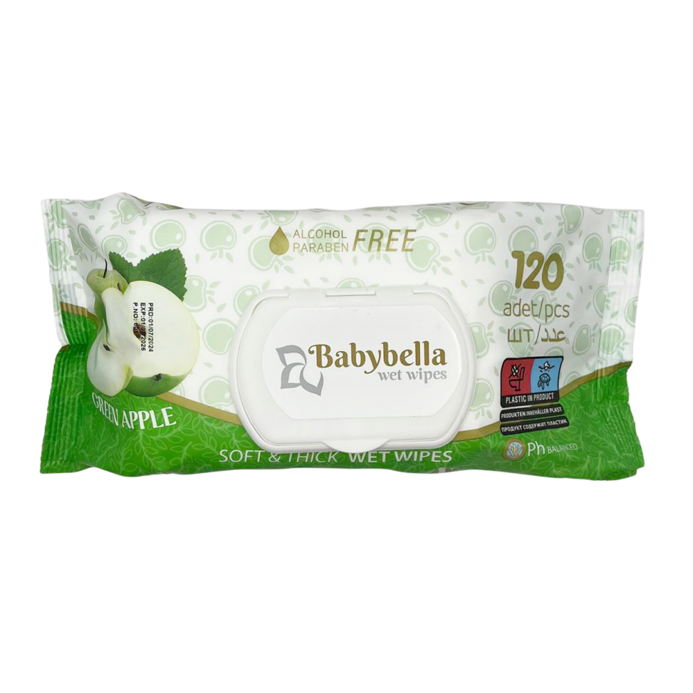 Babybella Серветки вологі Apple з клапаном 120шт (12уп/ящ) HSV120AP