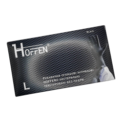 Перчатки нитриловые Hoffen нестерильные текстурные без пудры Черные р.L 3,5г. (50пар/уп)