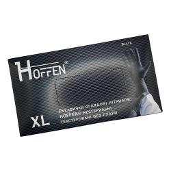 Перчатки нитриловые Hoffen нестерильные текстурные без пудры Черные р.XL 3,5г. (50пар/уп)