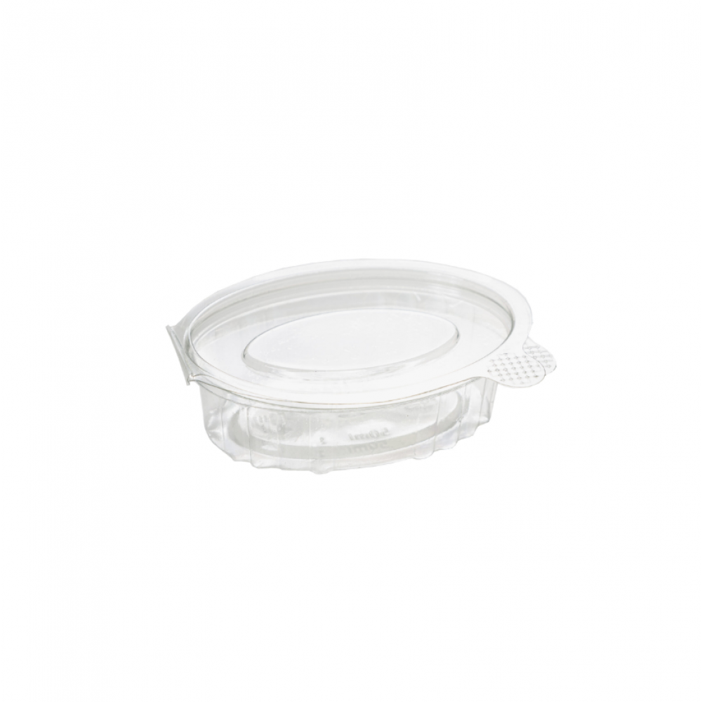 Соусник PET 50мл овал Oval 85х53х35 мм з кришкою (50шт/уп|1750шт/ящ) IN17176