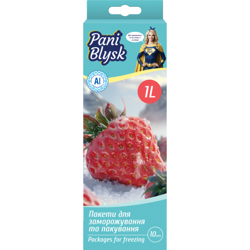 Пакети-зіппери Pani Blysk для зберігання та заморожування 1л. (10шт/уп|24уп/ящ) 14303580