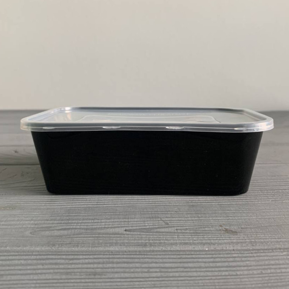 Контейнер Gloss прямоугольный с крышкой 500мл черный PP (50/250) Gloss500