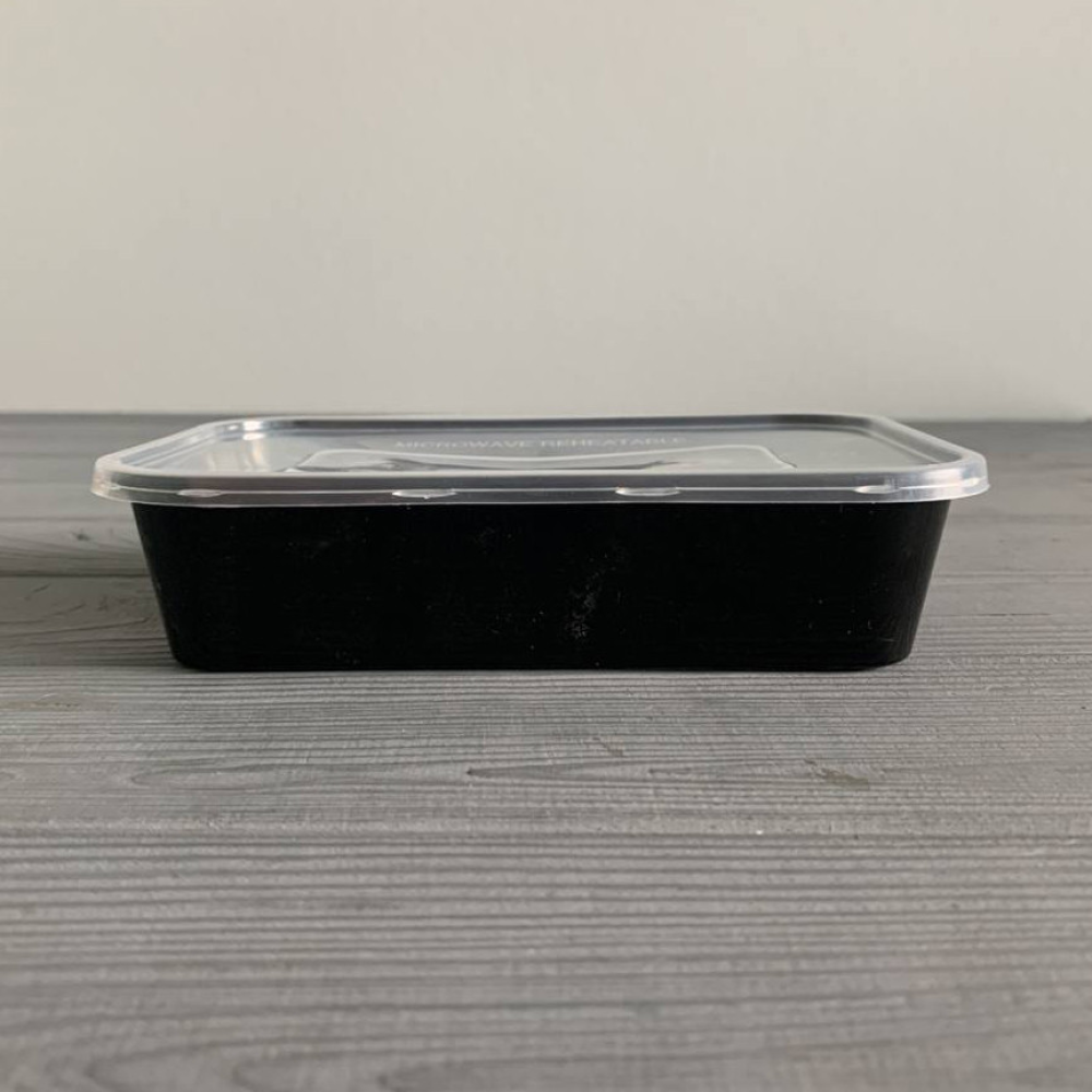 Контейнер Gloss прямоугольный с крышкой 650мл черный PP (50/250) Gloss650