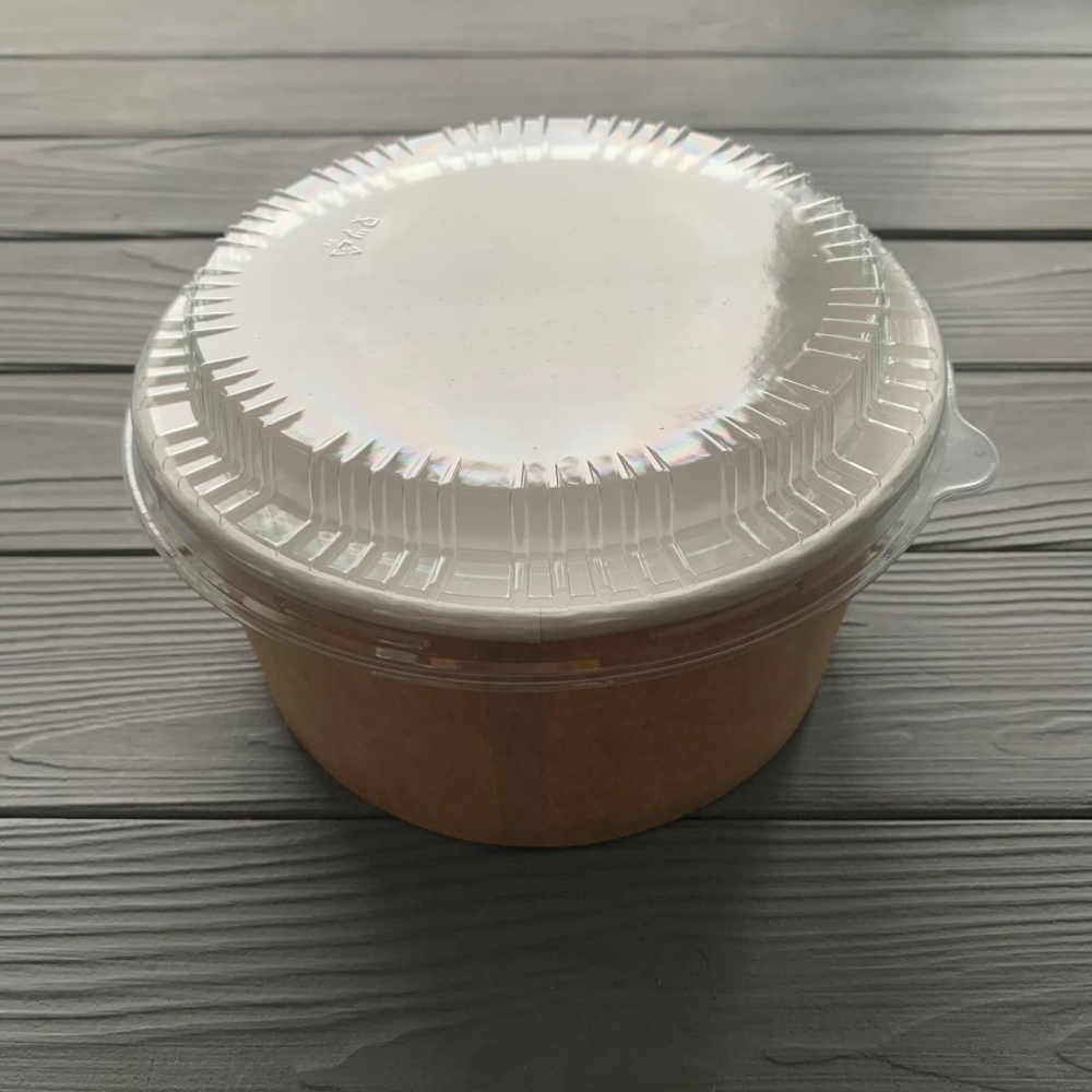 Салатник круглый 1Л. Крафт с крышкой УСКК