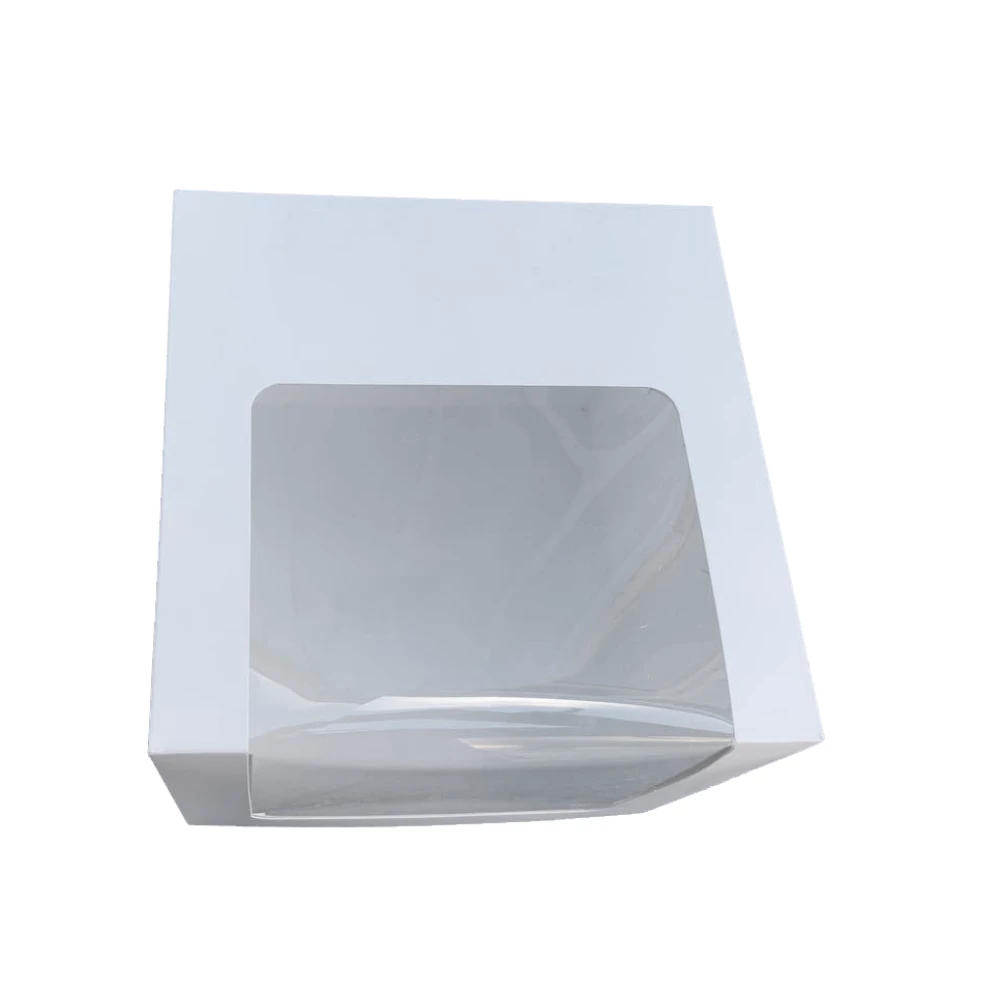 Коробка для торта 300*300*250 з віконцем біла крейдована KPT19