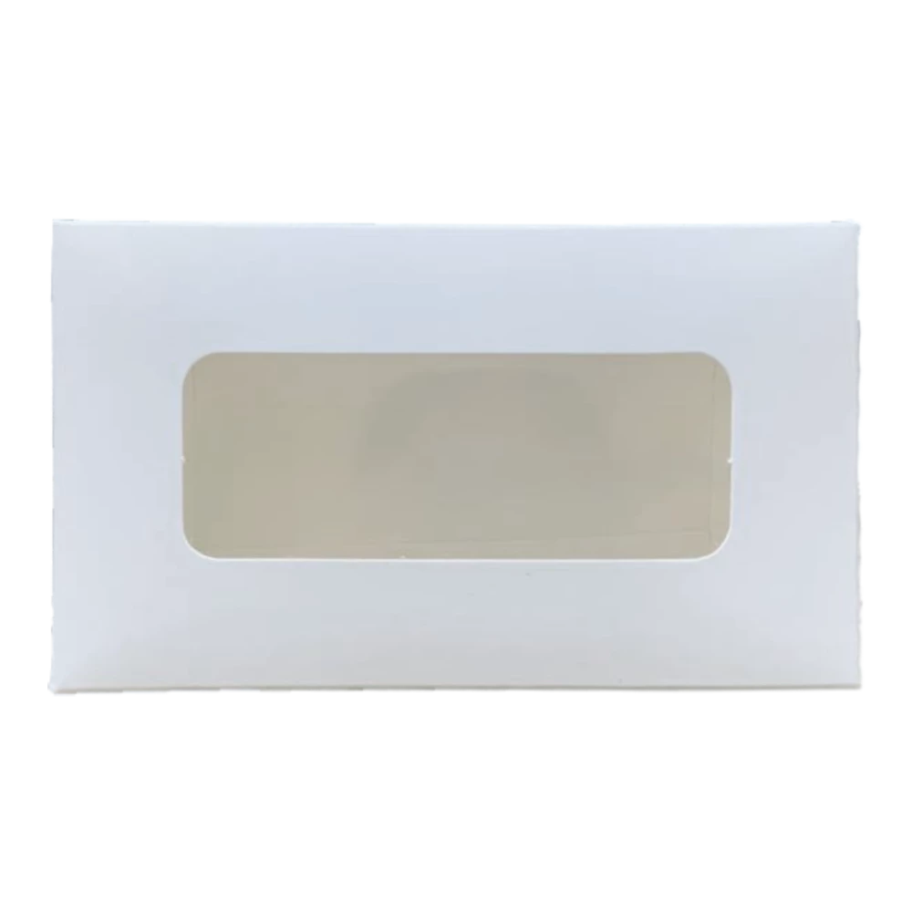Коробка для макарун белая с окошком 120*53*50 KPK61
