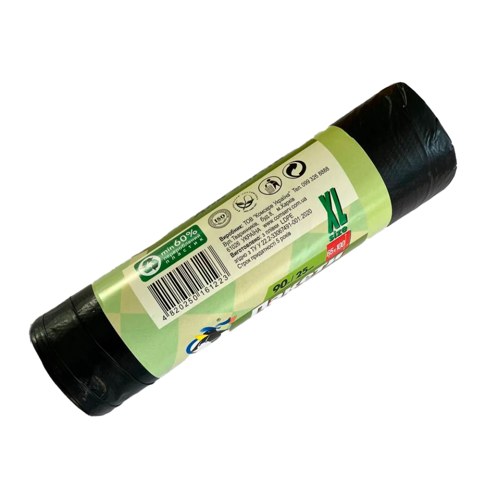 Пакет для мусора Бравый Кок Черный 90л/25шт Ш65хВ100 (30шт/меш)
