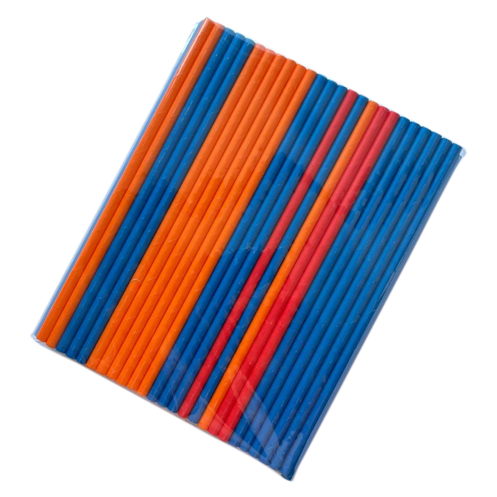 Трубочка паперова кольорова. D6-195мм (100шт/уп) ТПК6